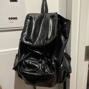 Lesportsac black patent voyager backpack
